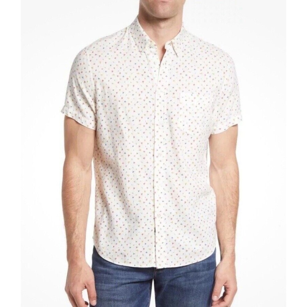 Rails Carson Petite Daisy Chain White Button Down Linen Blend Shirt Sz XXL New